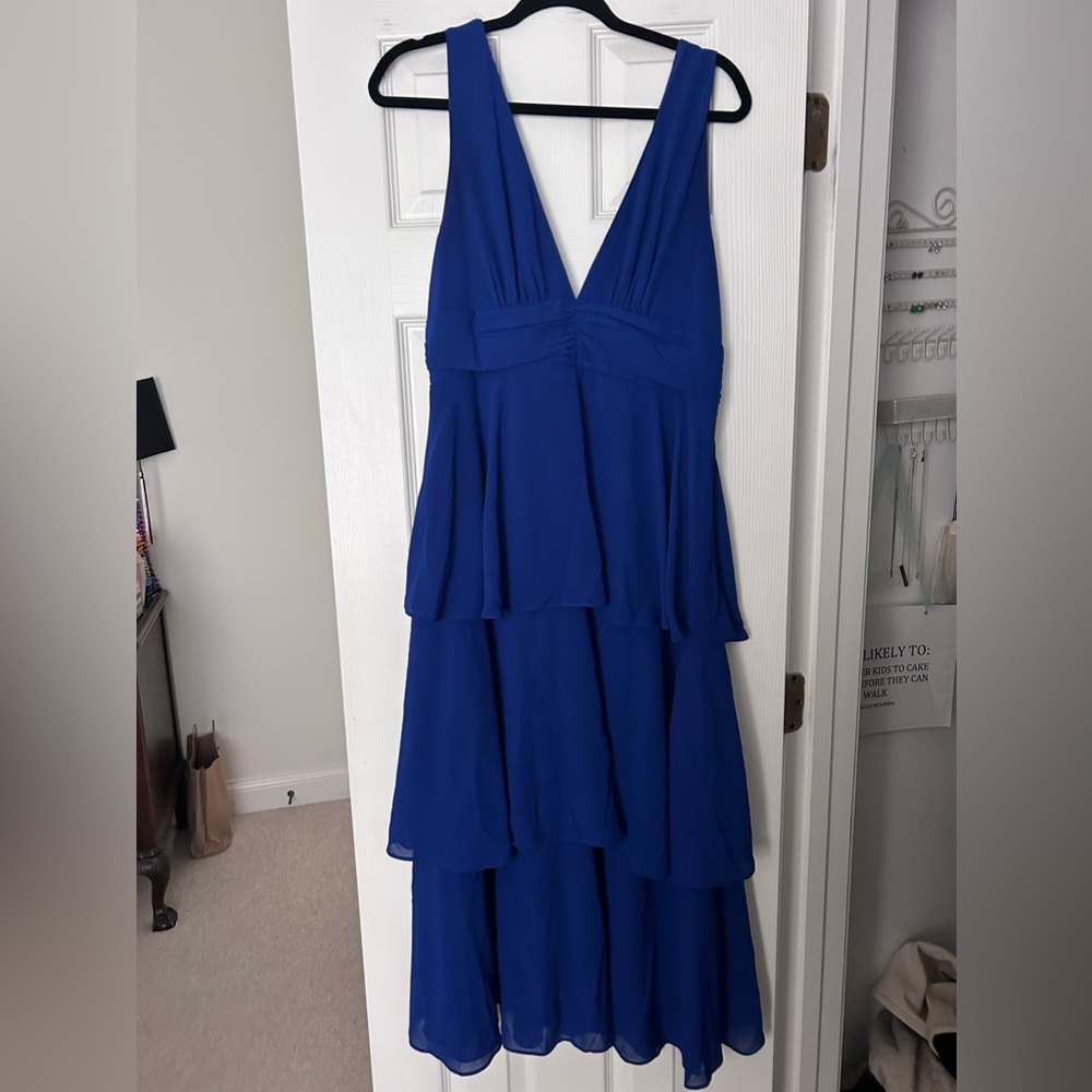 Celebration Time Royal Blue Sleeveless Tiered Midi Dress- XL